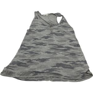 maurices L Gray Camo Henley Tank 95% Rayon 5% Spandex